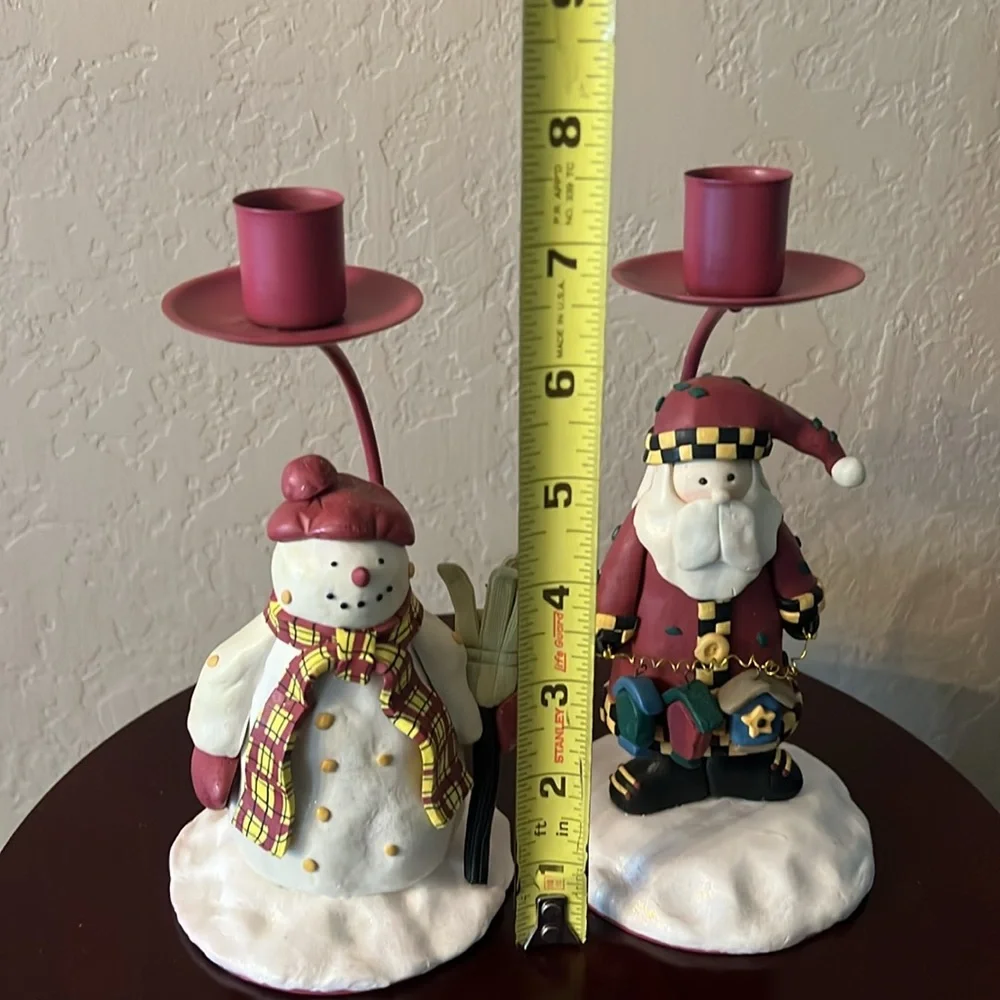 Christmas candle holders - Snowman snd Santa Clause